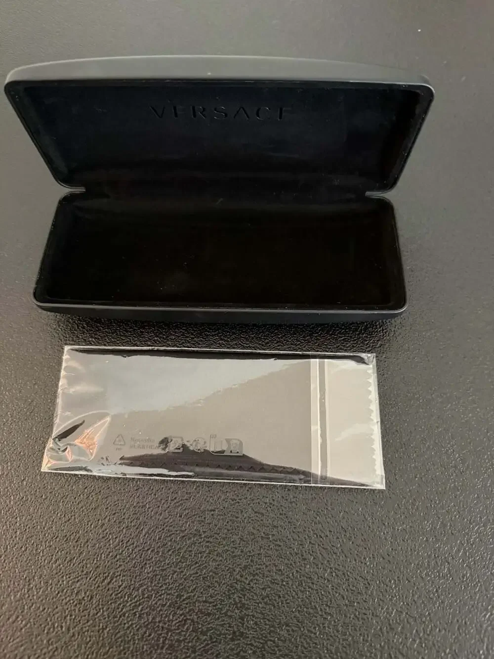 Versace Black Hard Shell Eyeglass Case with Cleaning Cloth